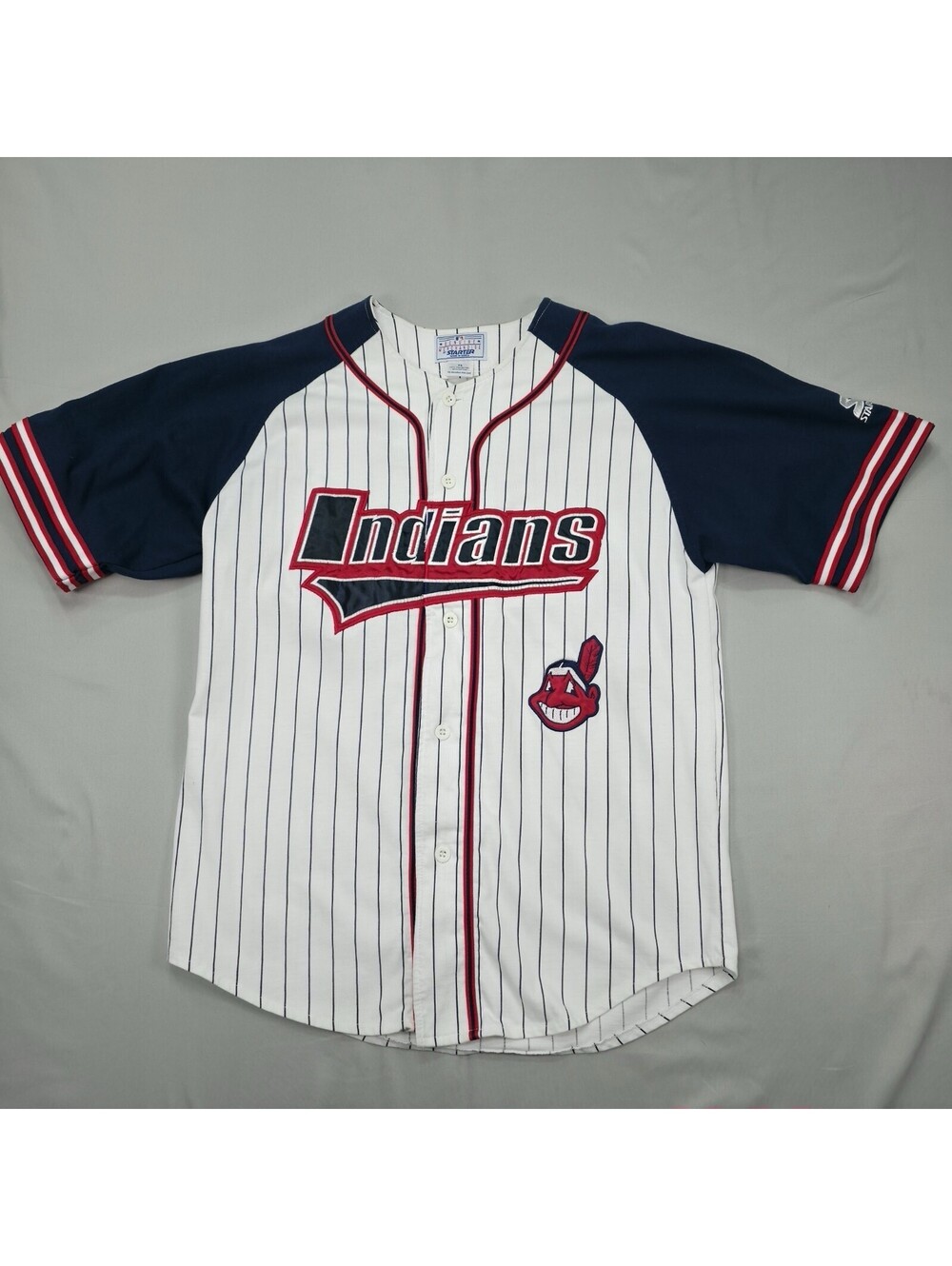 Vtg Rare MLB Cleveland Indians Starter Baseball Jersey Mens Size Large